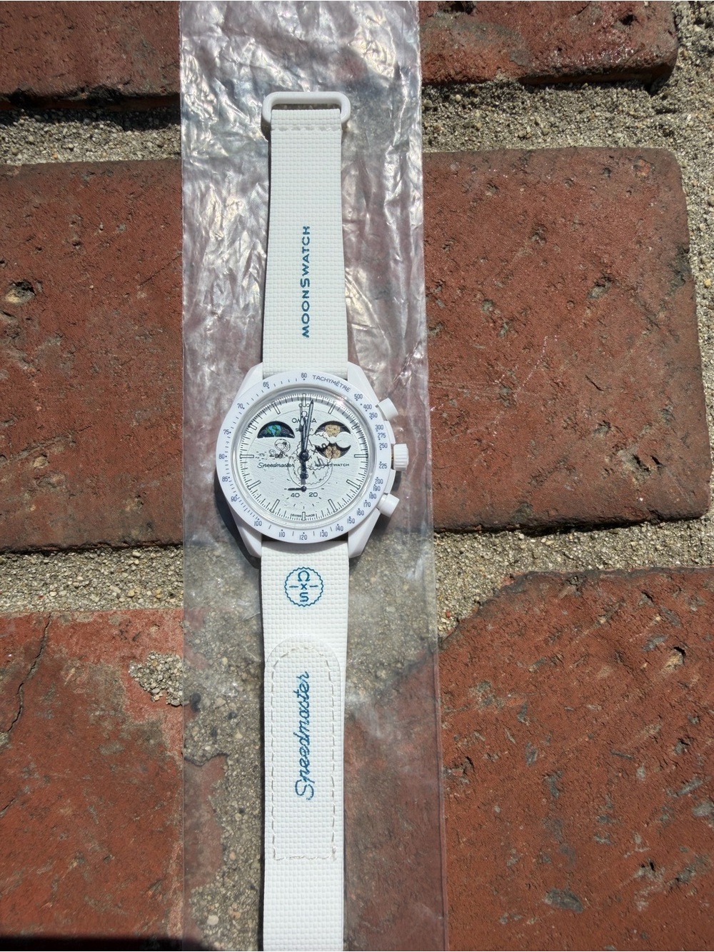 Omega White MoonSwatch Speedmaster Chronograph Watch